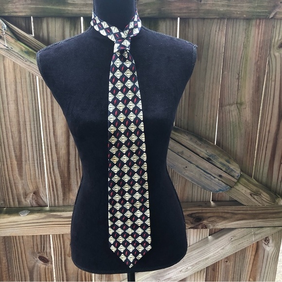 Vintage Tabasco Hot Sauce Diamond Pattern Silk Necktie - Picture 1 of 7